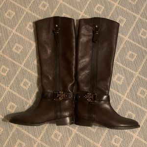 Brown Tory Burch leather boots. Worn TWICE!
